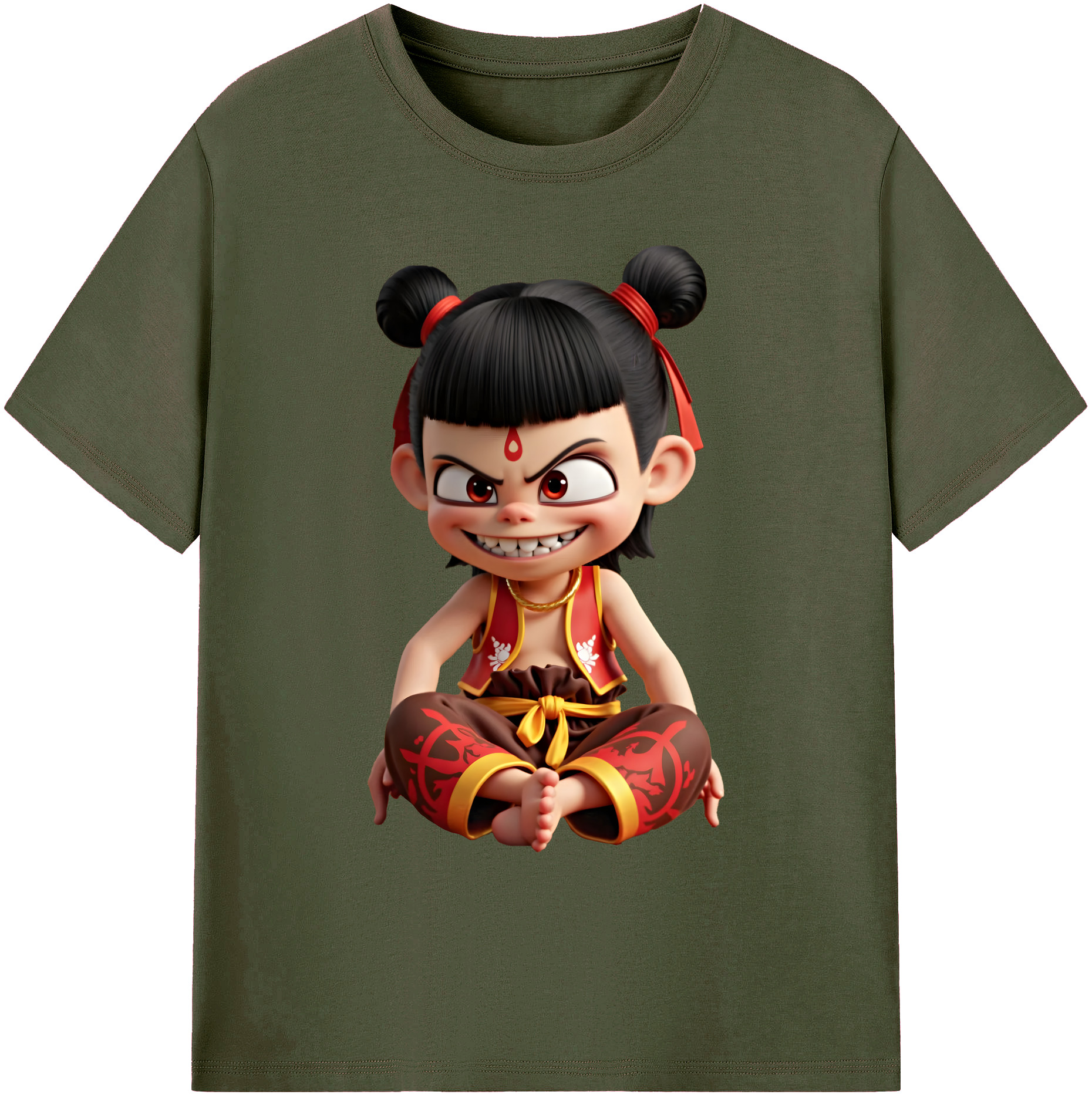 （画像用） Ne Zha 2 ナタ 魔童の大暴れ 綿100％ メンズ半袖Tシャツ｜肌触りやわらか＆通気性